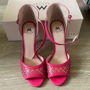 Pink peep toe stilettos work cut outs